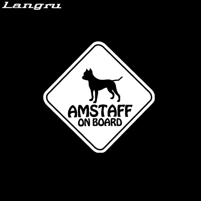 Langru виниловая наклейка автомобильные наклейки Amstaff на борту Pet Dog Car Styling