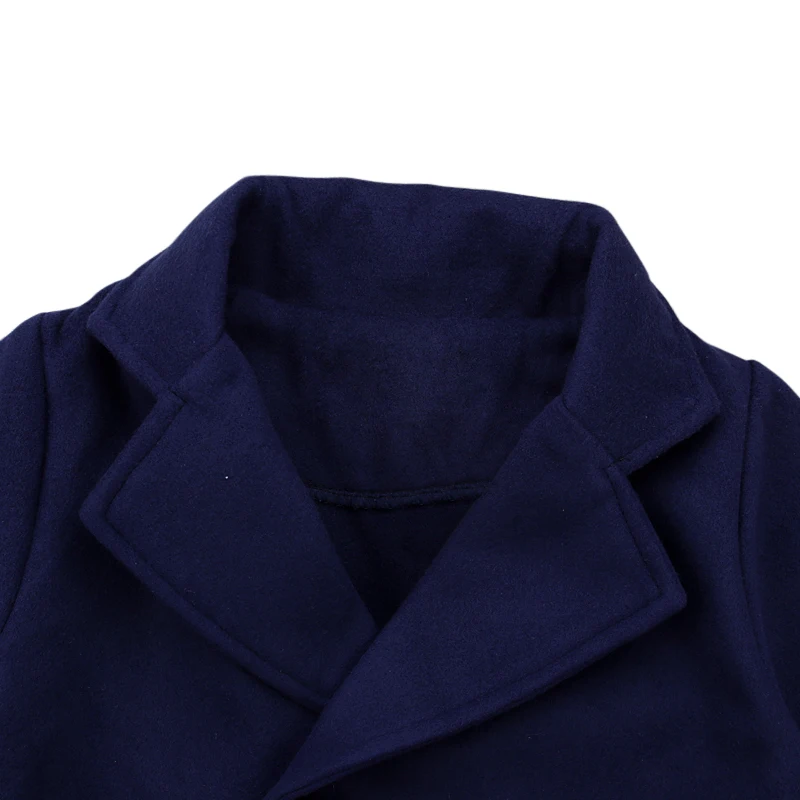 Осень-зима 2017 модная одежда для маленьких девочек пальто верхняя темно-синего