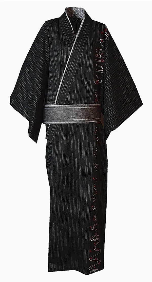 Мужское кимоно Yukata пижама халат хлопковый Халат с вышивкой японский стиль