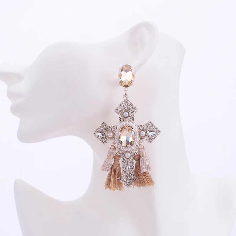 Sehuoran большой Aretes Brincos серьги-капли с крестиком для женщин Полимерные Подвески Oorbellen модные ювелирные изделия Свадебные серьги Новинка