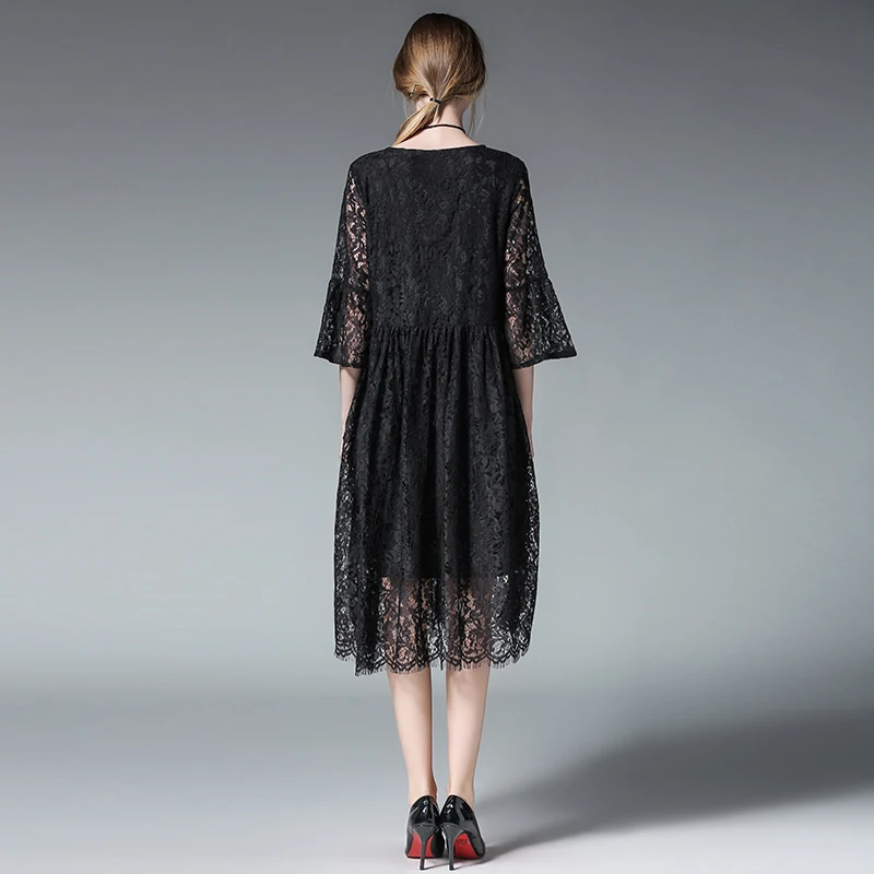 2017 дизайнерские Весна осень женские цветочные кружевные платья большие размеры