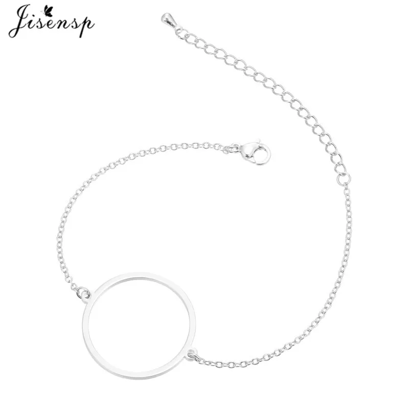 Jisensp Simple Round Stainless Steel Bracelets for Women Adjustable Gold Bracelet Bangles Lady Bridesmaid Gift pulseras - Окраска металла: silver bracelet