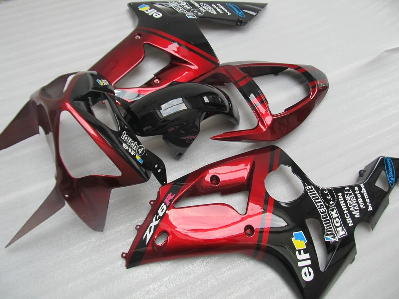 Complete Injection Fairing kits for Kawasaki NINJA ZX 6R 2003 2004 zx6r 03 04 red black motorcycle fairings set JX19 | Автомобили и