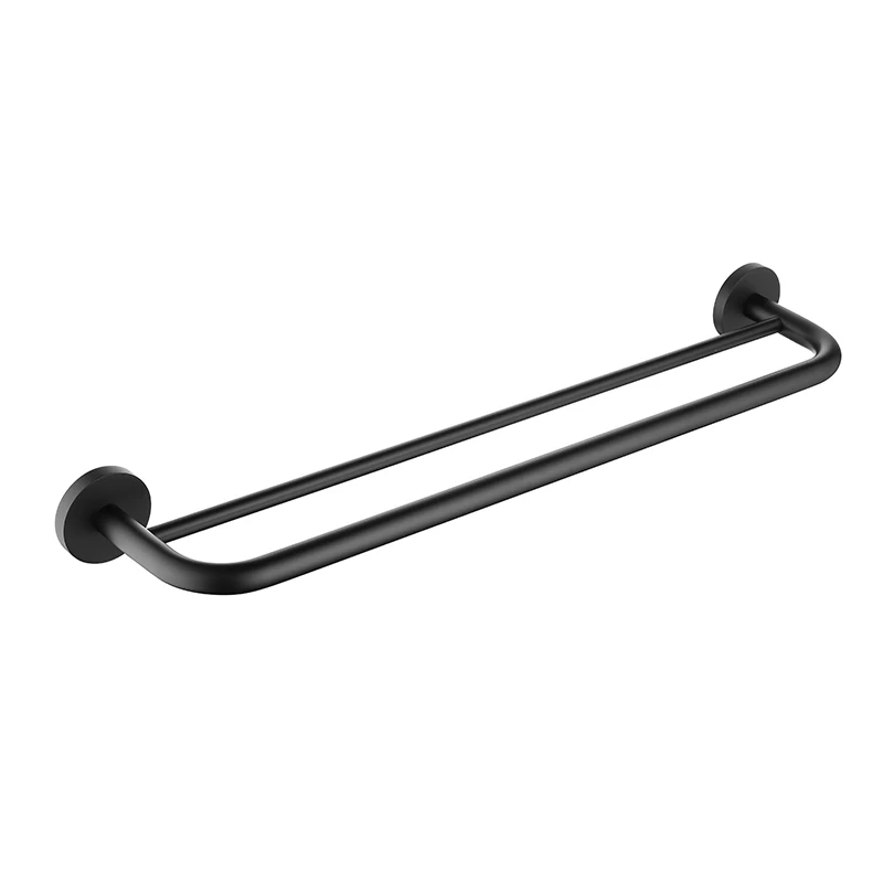 Double Towel Bar SUS 304 нержавеющая сталь аксессуары для ванной комнаты наборы черный матовый полотенцесушитель барная полка держатель для бумаги держатель для туалетной щетки крючок для халата - Цвет: Double Towel Bar