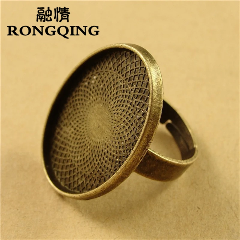 RONGQING 25*18 мм 50 шт./лот овальные Ретро Кольца Лоток кабошон базовая оправа DIY