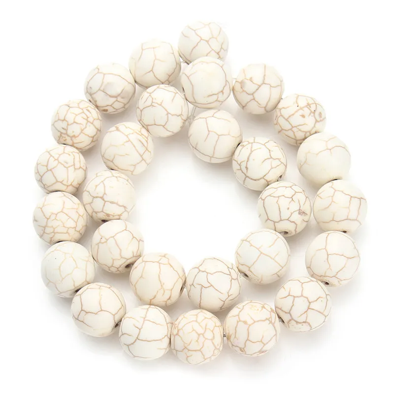 

LINSOIR Natural Stone Blue White Turquoises Beads 4/6/8/10/12mm Round Loose Spacer Beads For Diy Jewelry Making 40cm/strand