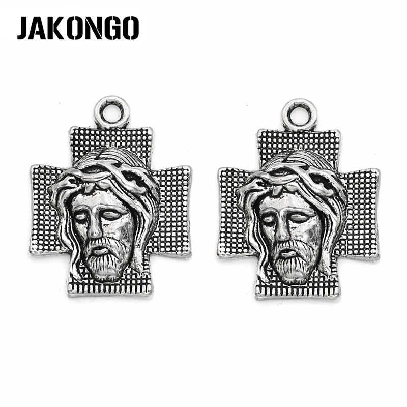 JAKONGO 8 шт. античное посеребренное Крест Подвеска Иисус Подвески для изготовления