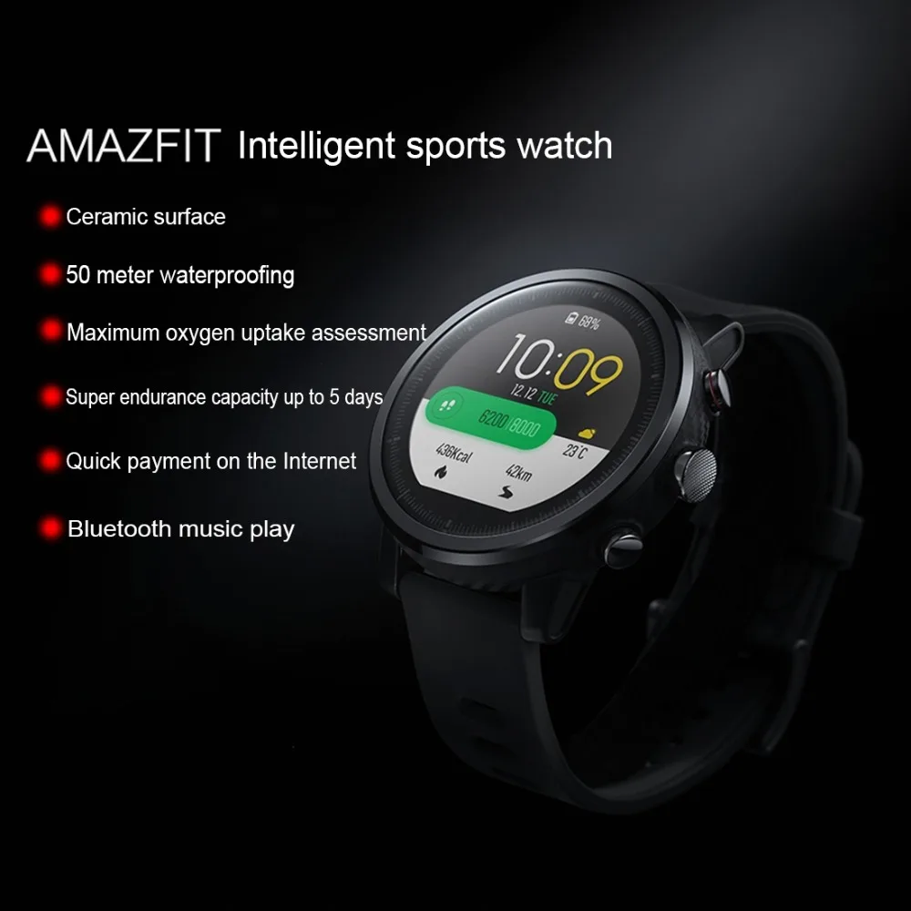 Xiaomi Оригинал Amazfit 2 Stratos Pace Смарт часы мужские с gps PPG пульсометр 5ATM