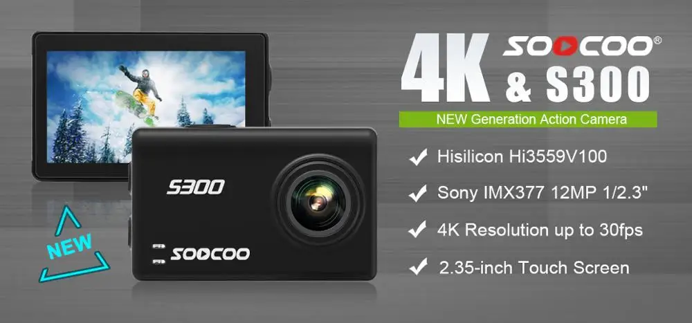 Оригинальная Спортивная Экшн-камера SOOCOO S300 Ultra HD 1080P 4K 30fps Hi3559V100 IMX377 с Wi-Fi и