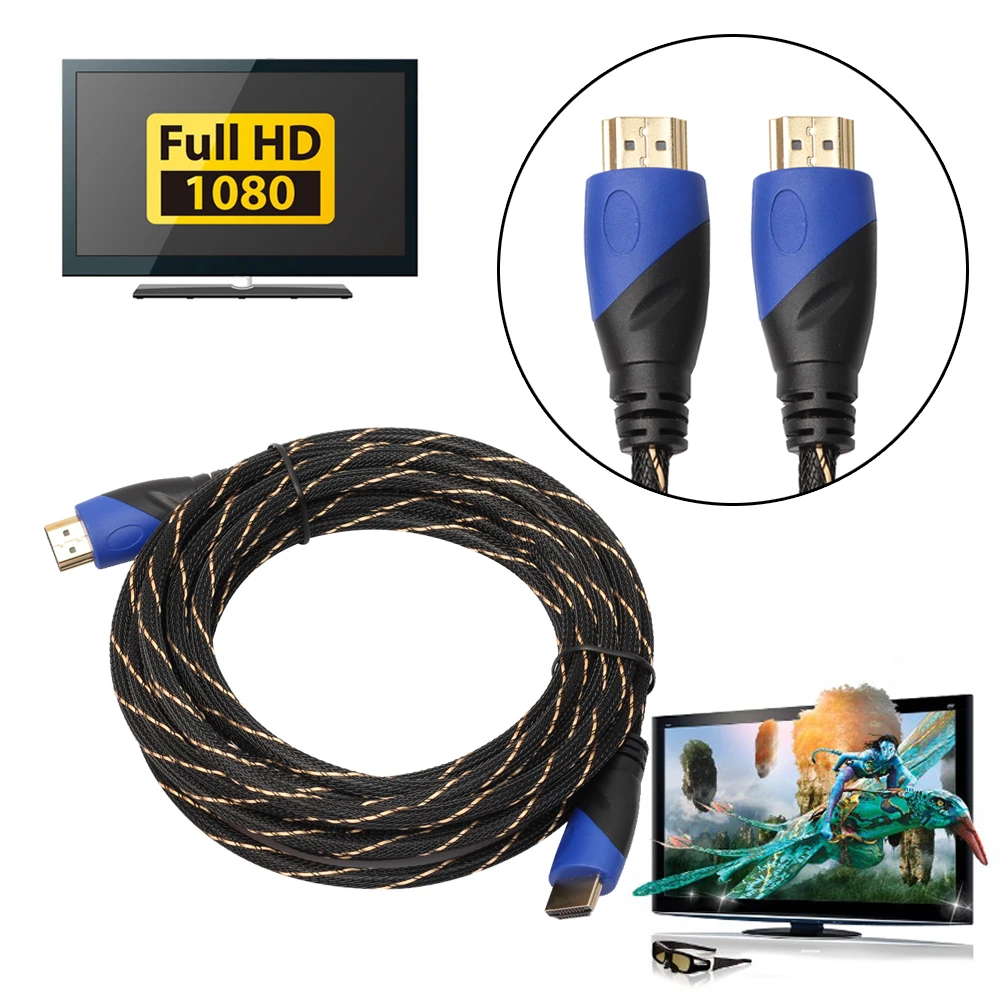 0 5/1/1.8/3 м плетеный канат совместимому с HDMI кабель V1.4 AV HD 3D для PS3 Xbox HDTV метров 1080P