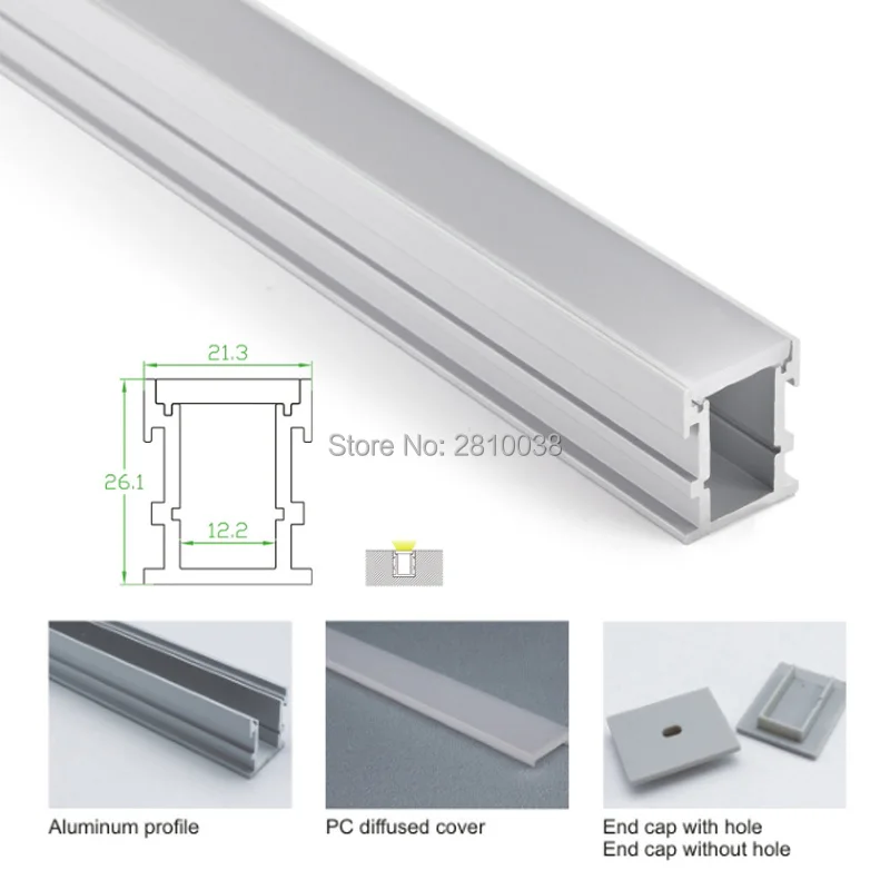 100X2 м наборы/лот Al6063 T6 U Стиль led профиль и 26 мм Высокий светодиодный алюминиевый