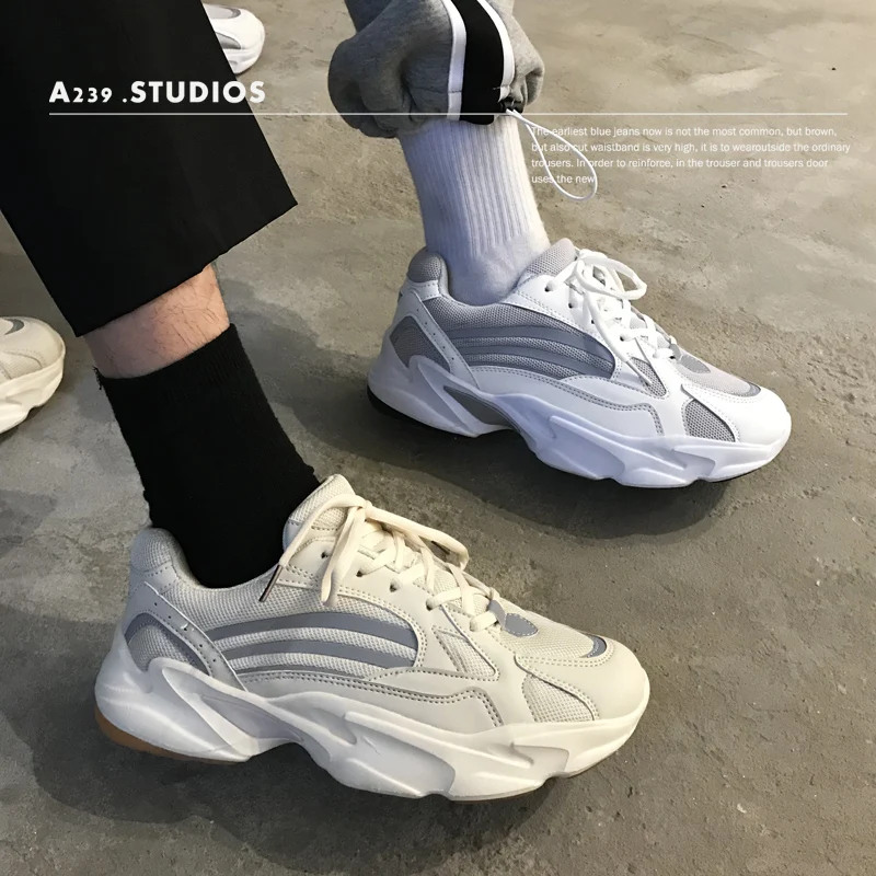 2019 Spring fashion men casual shoes mesh leather platform Reflective sneakers Ladies white Trainers chaussure femme | Обувь