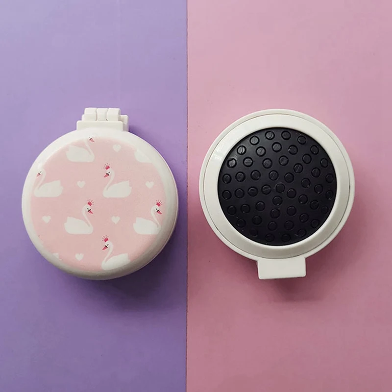 pink2 1 шт., хлопковая расческа для макияжа, щетка для волос, инструмент для укладки, портативная складная Мини-расческа, подушка безопасности, Массажная круглая щетка для волос для путешествий с зеркалом - Цвет: pink2