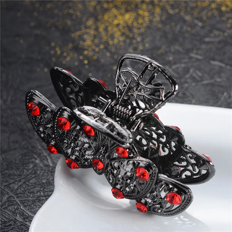 

Fashion Girls Colorful Big Butterfly Barrettes Ladies Retro Metal Rhinestone Crysta Crab Clawl Hair Clip Wedding Jewelry Gifts