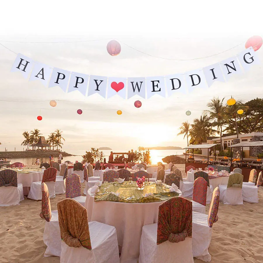 Белая деревня только что замужем веселая свадьба флажки баннер реквизит для