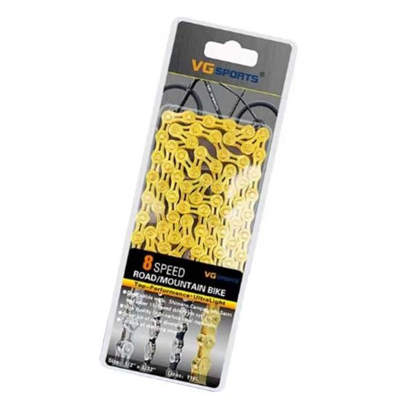 Bike Chain 8/9/10/11 Speed 116L Half Hollow Bike Chain Road Mountain MTB Bicycle Chains Silver Gold For Sram Shimano Campanolo - Цвет: 8S Half hollow Gold