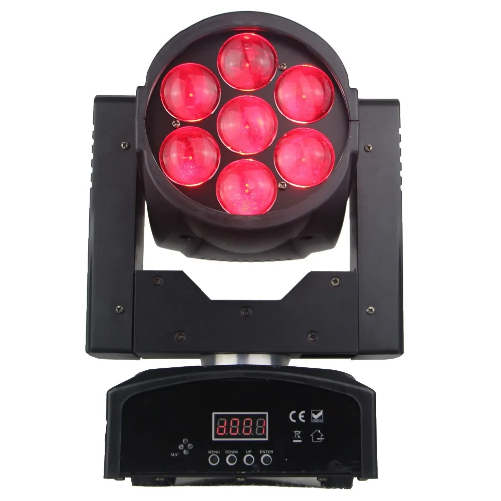 2 шт./лот Дискотека dj Освещение zoom wash 7*15 Вт RGBW 4in1 led смешивание цветов мини