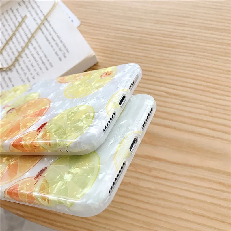 Summer Small Fresh Lemon Shell Ppattern Phone Case for iphone 6 6s 7 8 Plus All-inclusive Anti-fall Soft Cover XS Max XR |