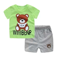 2020 new baby boy and girl clothes body suit quality 100 cotton childrens sets t shirt summer cartoon bear kids clothing sets