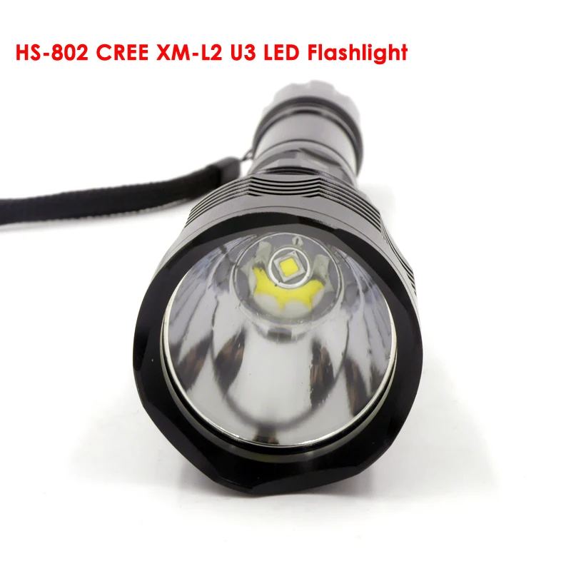 Светодиодный фонарик 18650 1000LM фонарь 1 Режимы HS-802 тактический светодиодный CREE XML2 U3