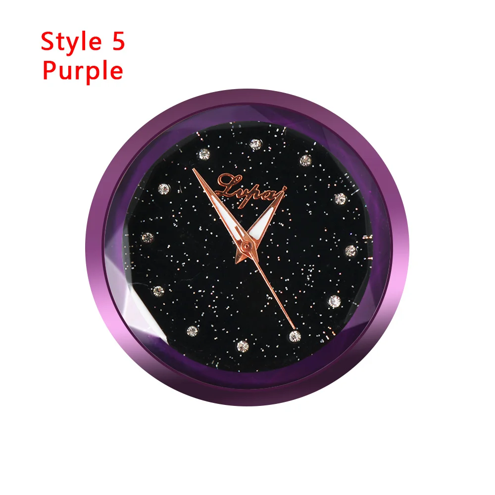 Style5 purple Автомобильные декоративные часы для интерьера, кварцевые аналоговые часы WatcCah, автомобильные часы-наклейка, аксессуары для салона автомобиля - Цвет: Style5 purple