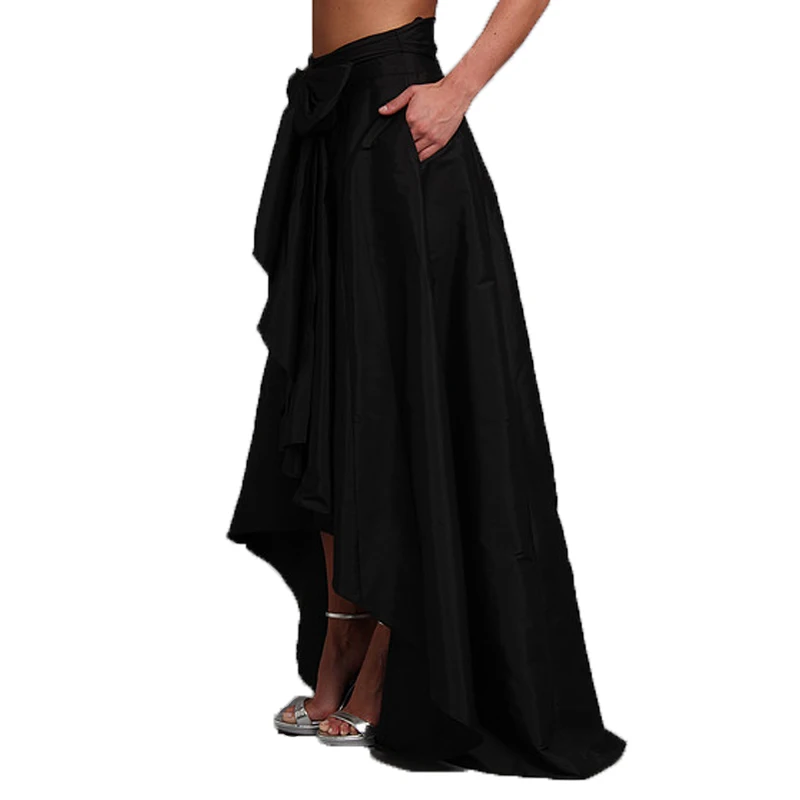 Женская плиссированная юбка из тафты элегантная длинная до пола с поясом и