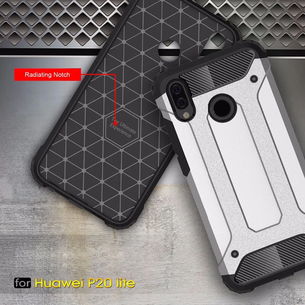 Роскошный прочный защитный чехол для телефона Huawei P20 Pro гибридный Жесткий ПК + ТПУ