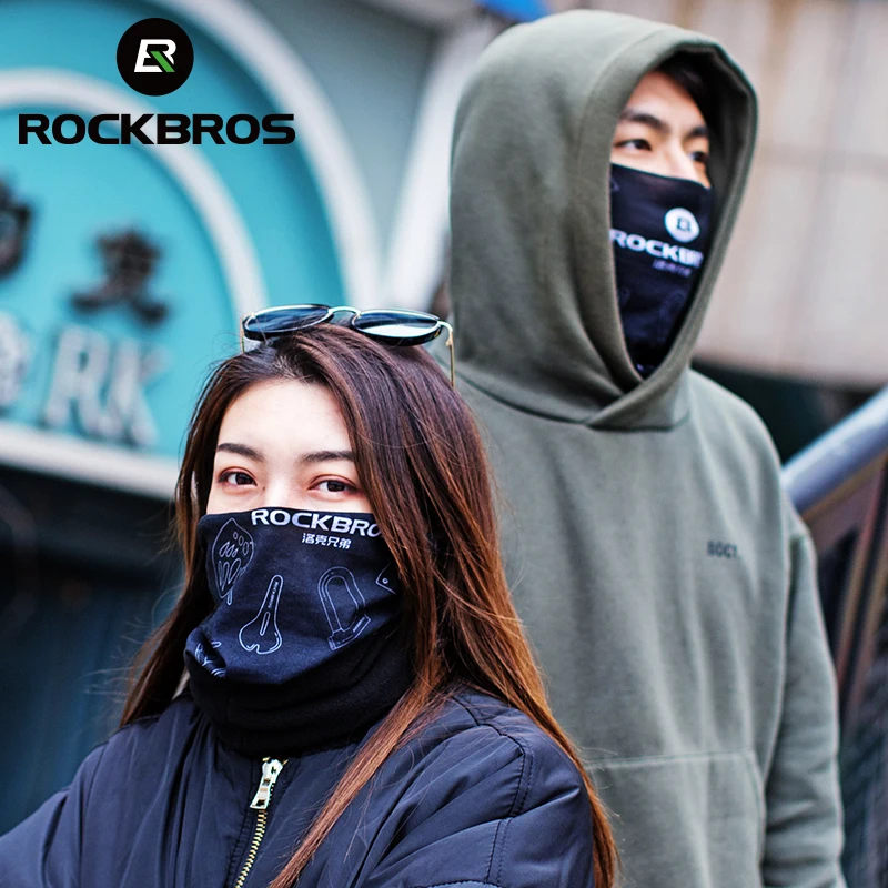 ROCKBROS наружная Спортивная полумаска для лица Высокая эластичность флисовая Лыжная маска дышащая велосипедная Беговая Шея теплые банданы шарфы для мужчин
