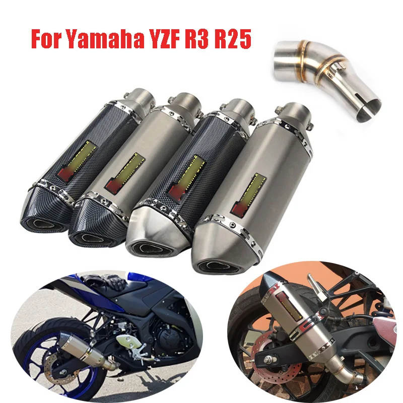 R3 R25 глушитель для мотоцикла Mid Link Pipe slip on Ful набор труб для Yamaha YZF R3 R25 выхлопная система