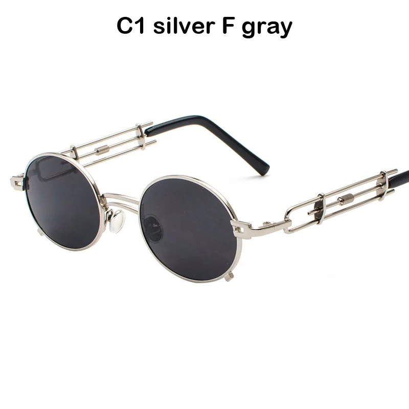 C1 silver F gray BANSTONE, мужские солнцезащитные очки в металлической овальной оправе, стимпанк, готика, вампир, уникальные, Ретро стиль, 1980 s, солнцезащитные очки, косплей стиль, Oculos De Sol - Цвет линз: C1 silver F gray