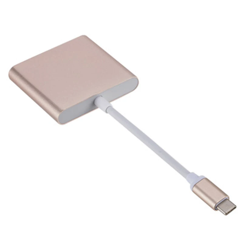 Gold Rovtop USB 3,1 type C к HDMI USB 3,0 зарядный адаптер конвертер 3 в 1 USB-C концентратор адаптер для MacBook Pro Pixel samsung Z2 - Цвет: Gold