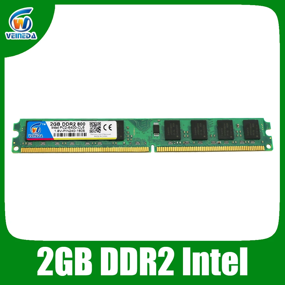 Оригинальный Veineda оперативная память ddr2 4 ГБ 2 800 667 533 memoria PC2 6400 МГц ddr для intel amd