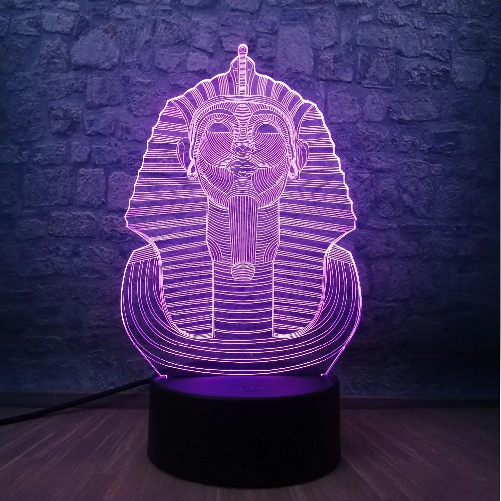 Новинка 3D Египетский Сфинкс Фараон RGB 7 цветов градиентная Ночная лампа Bulbing Mood