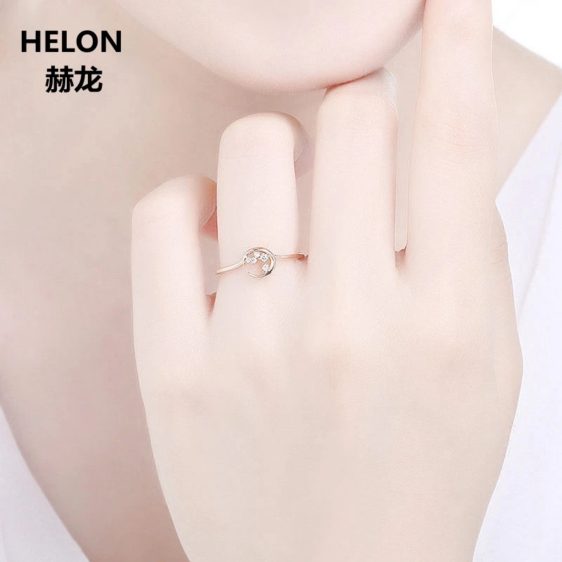 Твердые 14k розовое золото Природные бриллианты обручальное кольцо женское на