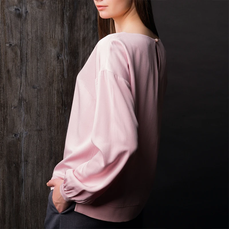 Свободные розовый о Средства ухода за кожей Шеи Для женщин блузка с вертикальные