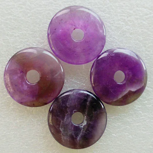 (4 шт./лот) оптовая продажа натуральные аметисты подвеска в виде пончика бусина 30х5