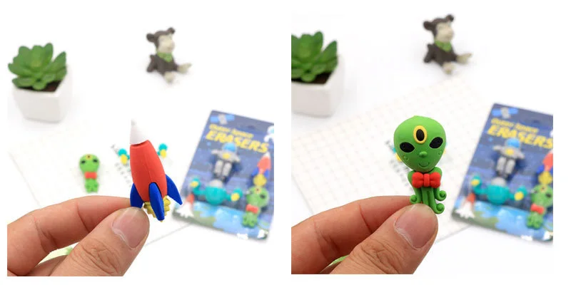 4 шт./компл. Творческий мальчик летающая тарелка& alien& космический ластик стирательная резинка kawaii Канцелярские Школьные принадлежности papelaria подарок для ребенка