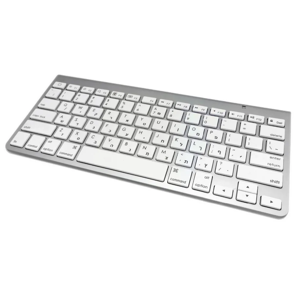 Клавиатура Bluetooth на иврите ультратонкая Бесшумная беспроводная клавиатура с