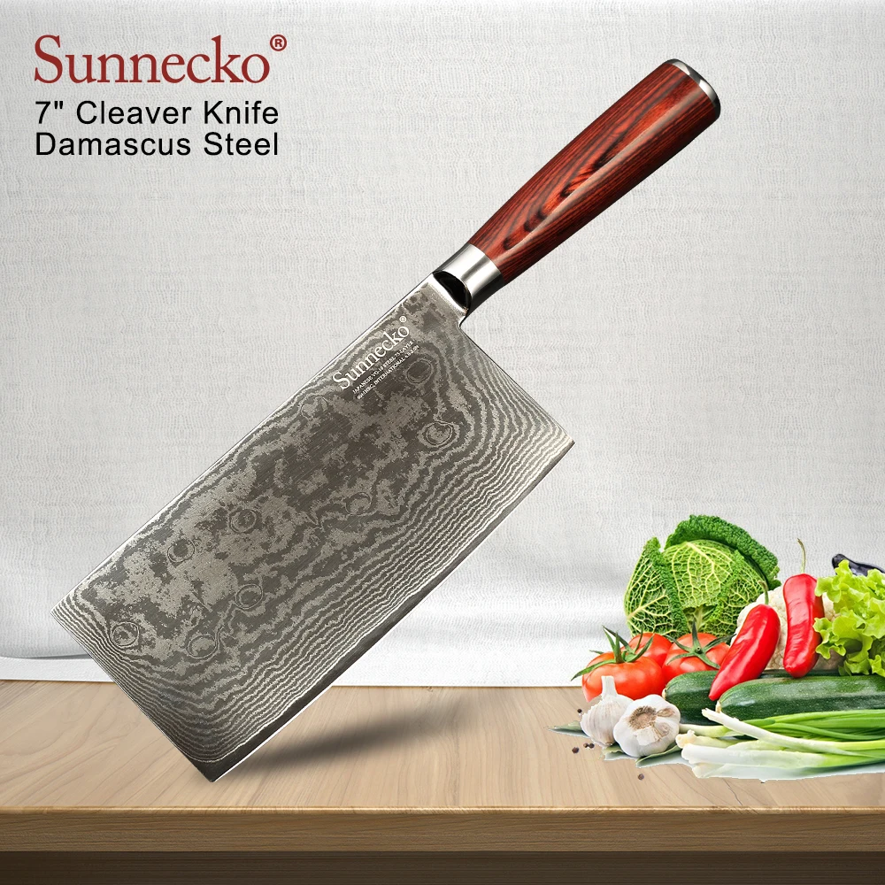 SUNNECKO 7 &quotНож для овощей Дамаск VG10 стальной нож мяса Многофункциональный острый