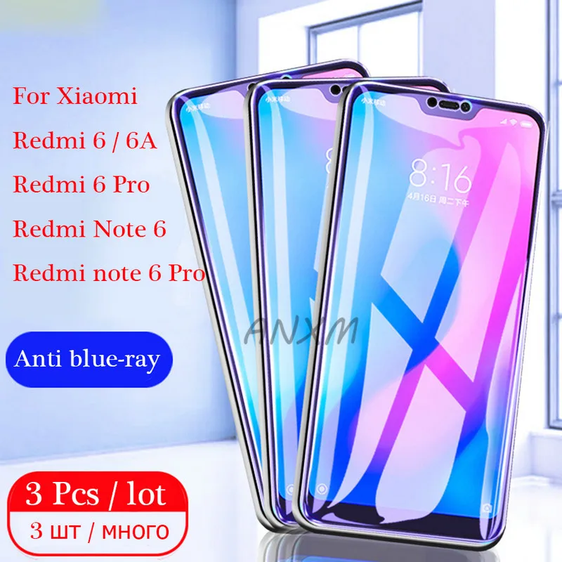 Закаленное стекло для Xiaomi Redmi note 6 Pro 3 шт. защита экрана полное покрытие 6A защитная