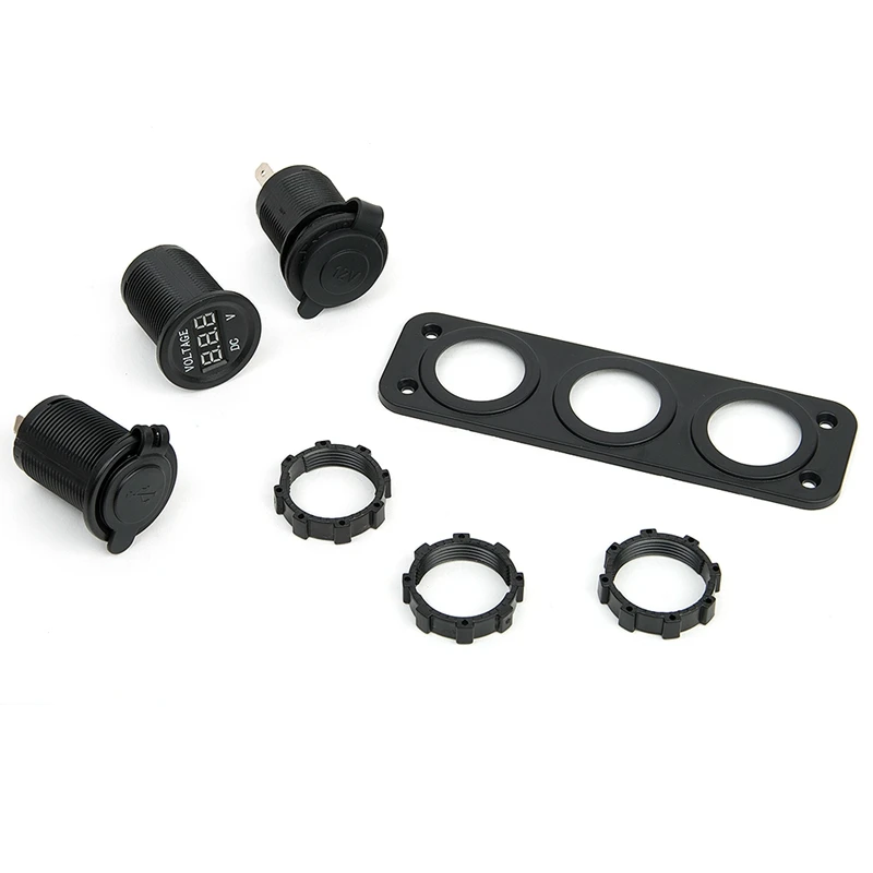 dc 12v 24v usb socket splitter 3 in 1 carboatphone charger digital voltmeter painel digital moto socket car cigarette lighter free global shipping