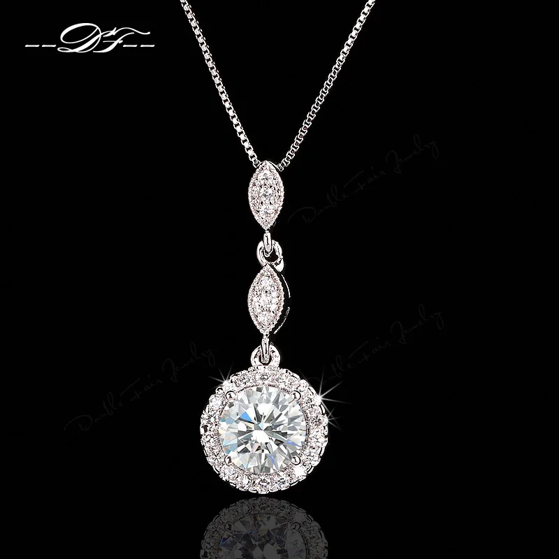 Platinum Plated Нового урожая cz алмаз микро пролоёить 18k розовое золото/серебро покрытие ожерелье образный подвесками crystal свадебные украшения для женщин dfn428-m кулон подвески кулоны подвеска колье ожерелье цепочка цепочки - Окраска металла: Platinum Plated