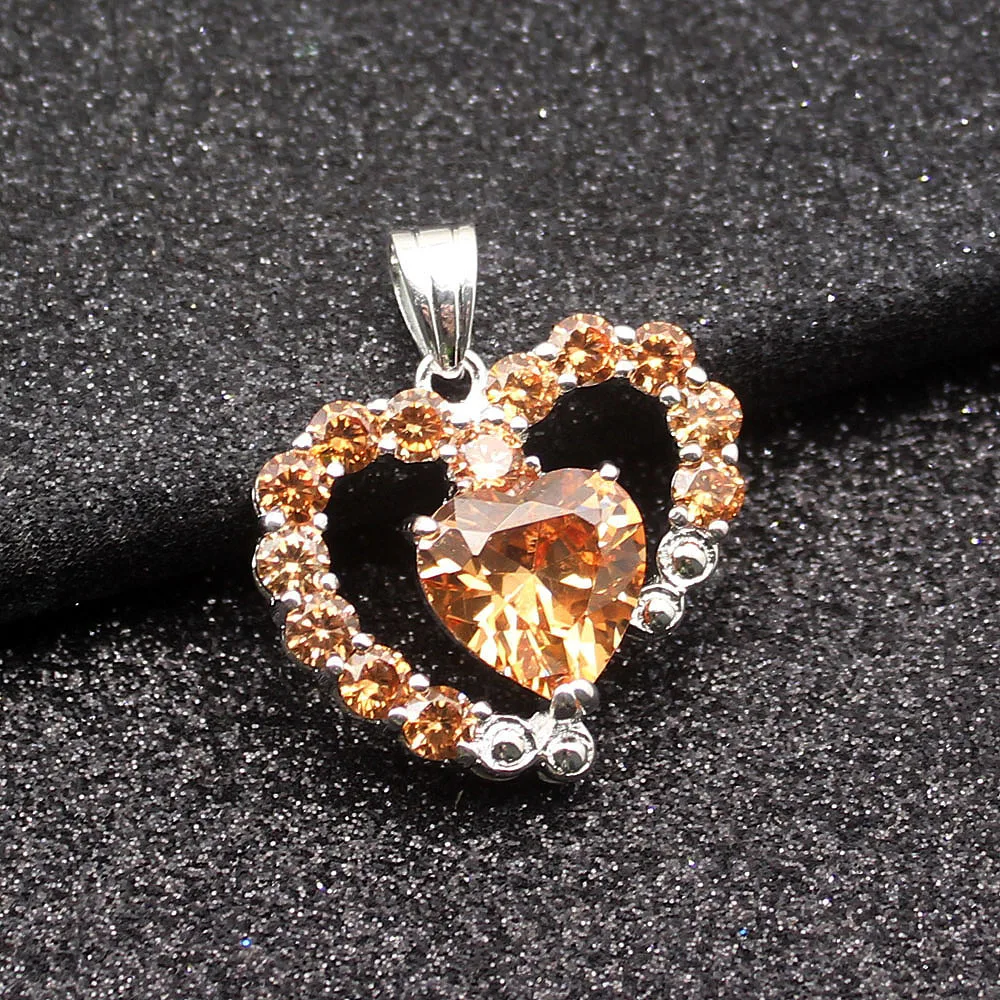 Heart Shape Shiny Natural Morganite925 Sterling Silver Color Charms Women Pendant Chain Necklace 20 Inch | Украшения и аксессуары