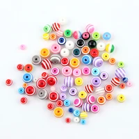 new children handcraft department mix color 5x6mm round shape resin stripe beads diy bracelet accessory jewelry findings