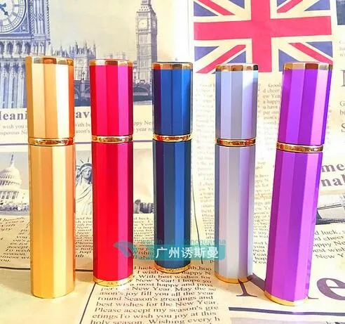 安い 500ピース/ロットミニカラフルな8ミリリットル旅行香水アトマイザー詰め替えスプレーアルミガラス空のボトルポータブル卸売