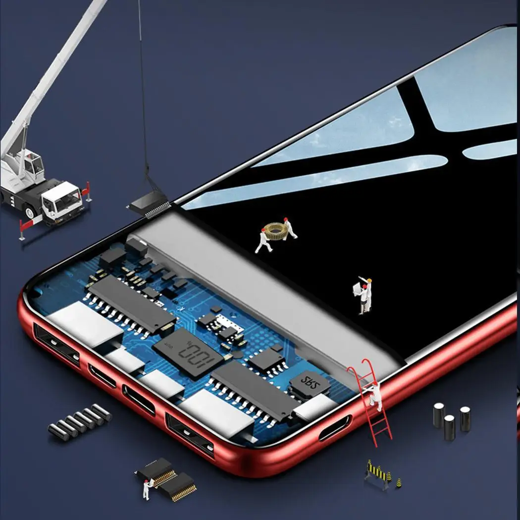 Портативный двойной USB светодиодный цифровой дисплей Micro type C освещение power Bank DC 5V