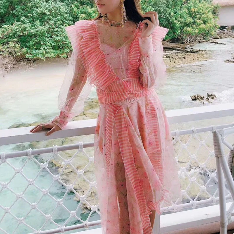 Женский дизайнерский подиумный костюм блузка с длинным рукавом и оборками