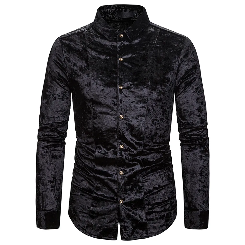 WKE90710731 Модная мужская рубашка Camisa индивидуальные мужские рубашки с длинным рукавом Повседневная Алмазная бархатная Мужская блузка Топ уличная Camisa masculina - Цвет: WKE90710731