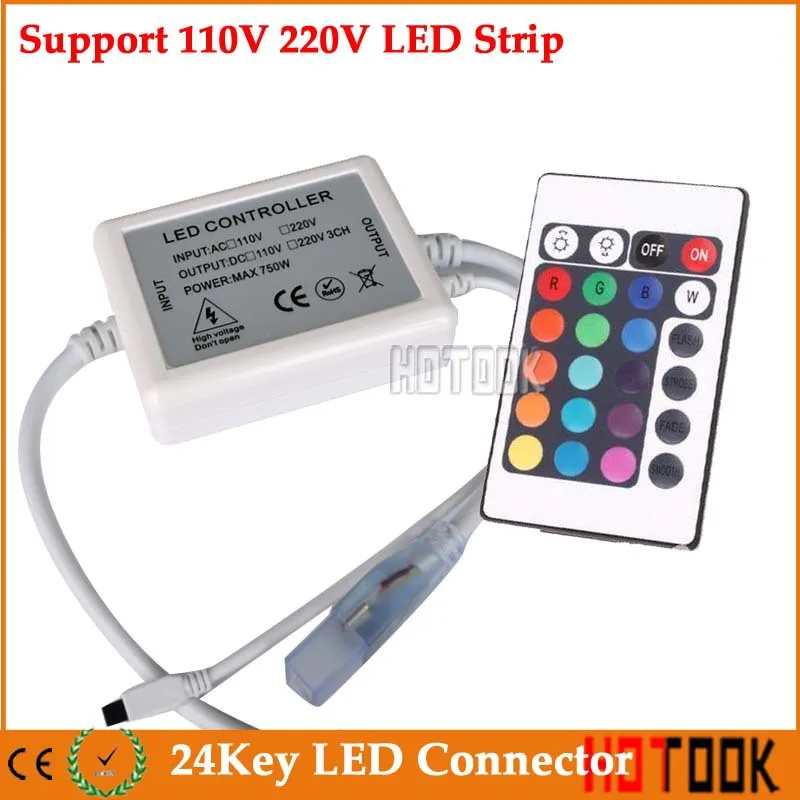 

RGB LED Controller Millions Color Remote Control Dimmer 110V 220V 24 keys RF for rgb led Strip light SMD 5050 / 3528 1Set