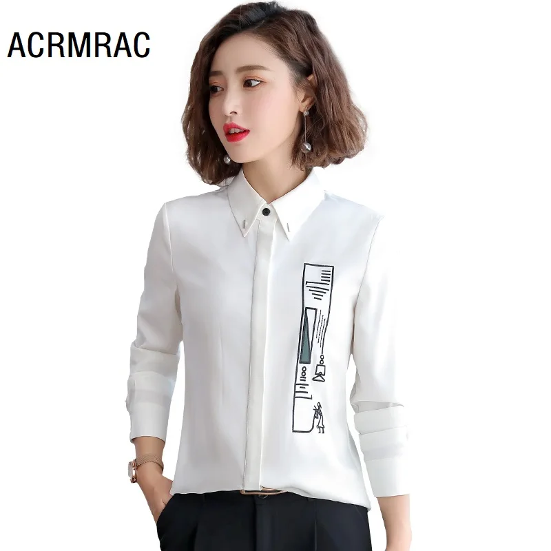 Women shirt Slim spring Long sleeve shirt printing OL Formal Business Blouses & Shirts Women 669